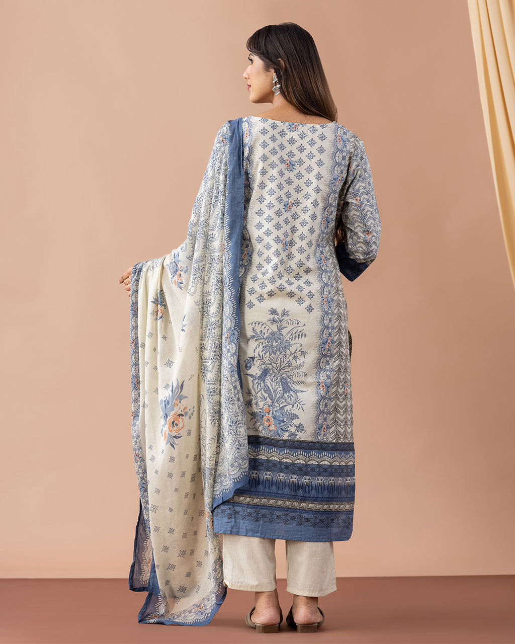 Muslin Printed Kurta with Pant & Printed Dupatta
