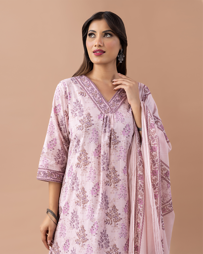 Pink Cotton Suit - Set of 3