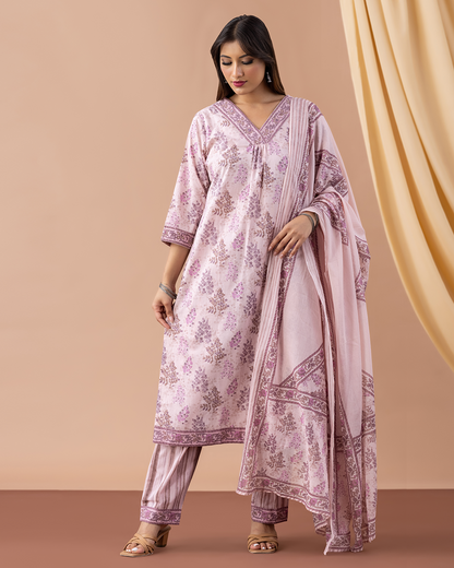 Pink Cotton Suit - Set of 3