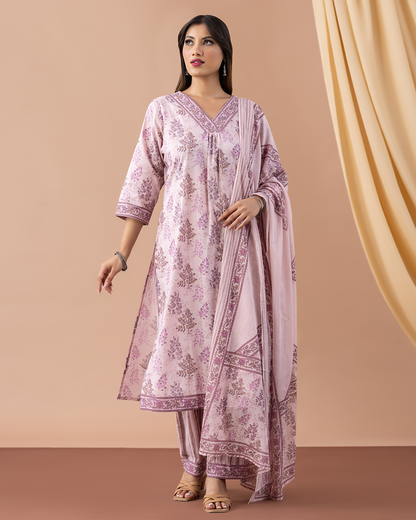 Pink Cotton Suit - Set of 3