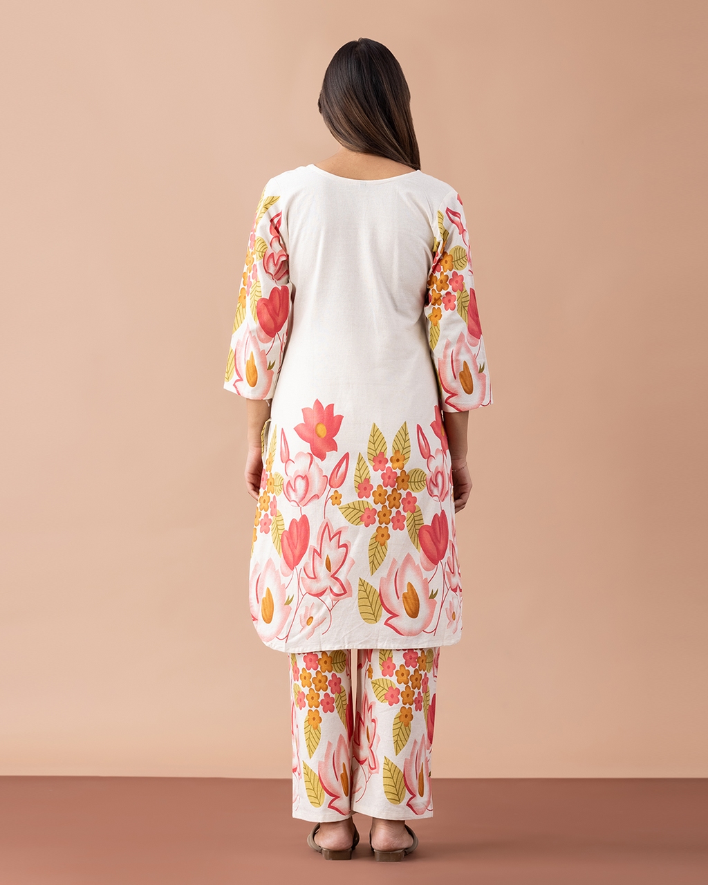 Off White with Floral Printed Suit