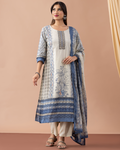 Muslin Printed Kurta with Pant & Printed Dupatta