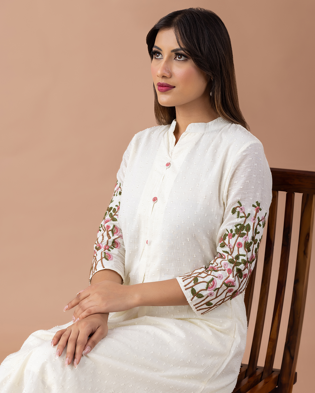 Off White Cotton Suit - Set of 3