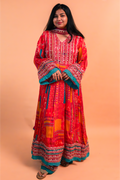 Red/Pink Multicolor Chinnon Suit - Set of 3