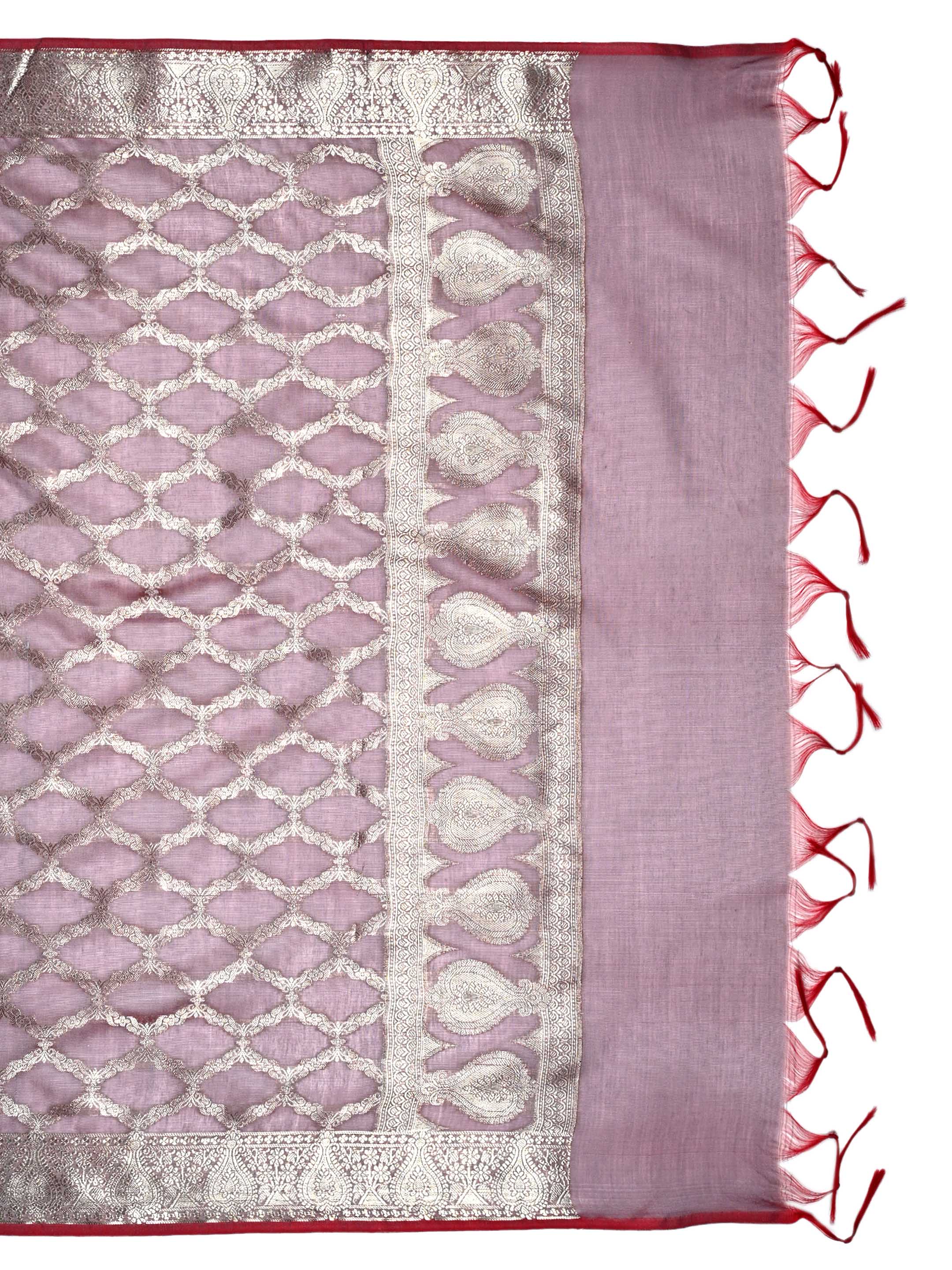 Onion Pink Banarasi Chanderi Silk Unstitched Salwar Suit Dress Material with Woven Zari Dupatta & Chanderi Silk Bottom