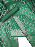 Emerald Green Banarasi Chanderi Silk Unstitched Salwar Suit Dress Material with Woven Zari Dupatta & Chanderi Silk Bottom