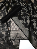 Black & Grey Banarasi Chanderi Silk Unstitched Suit Set with Floral Jaal Dupatta