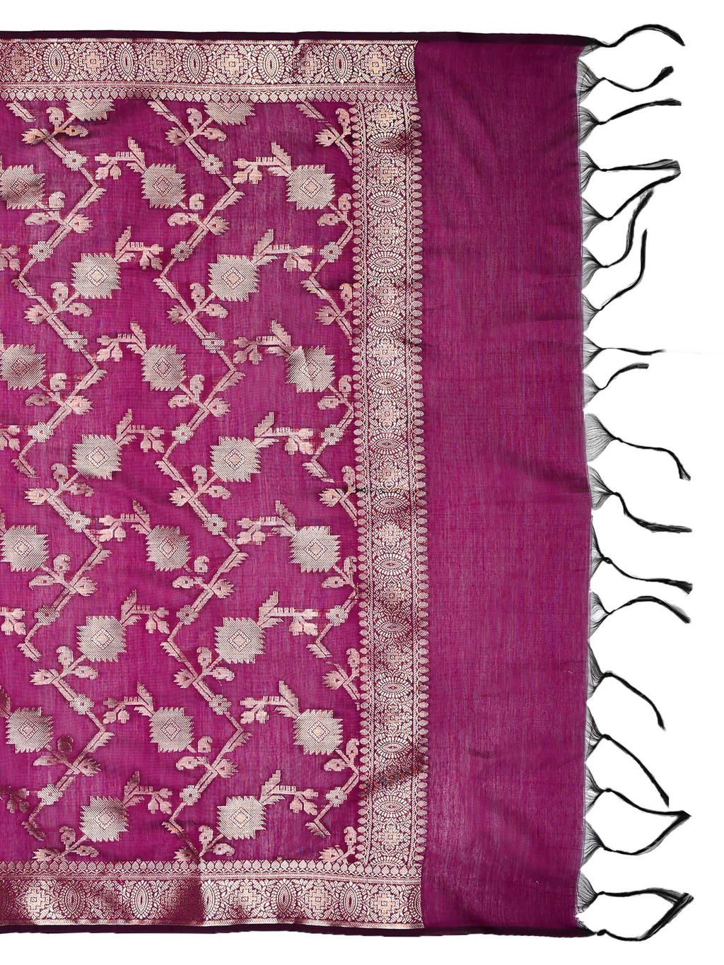 Purple & Mauve Banarasi Chanderi Silk Unstitched Suit Set with Floral Jaal Dupatta